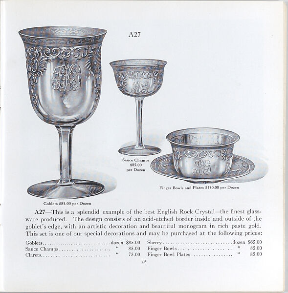 Illustrated price catalogue of fine china, crystal, artwares  and home furnishings, Higgins &amp; Seiter (New York, NY), Illustrations: photomechanical process