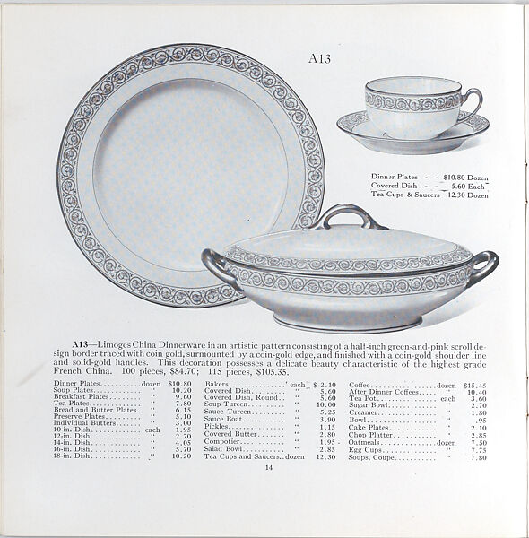 Illustrated price catalogue of fine china, crystal, artwares  and home furnishings, Higgins &amp; Seiter (New York, NY), Illustrations: photomechanical process