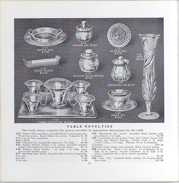 Illustrated price catalogue of fine china, crystal, artwares  and home furnishings, Higgins &amp; Seiter (New York, NY), Illustrations: photomechanical process