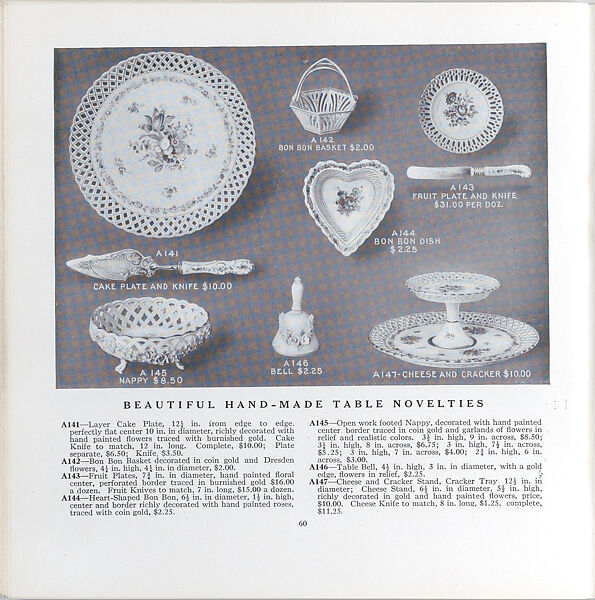 Illustrated price catalogue of fine china, crystal, artwares  and home furnishings, Higgins &amp; Seiter (New York, NY), Illustrations: photomechanical process