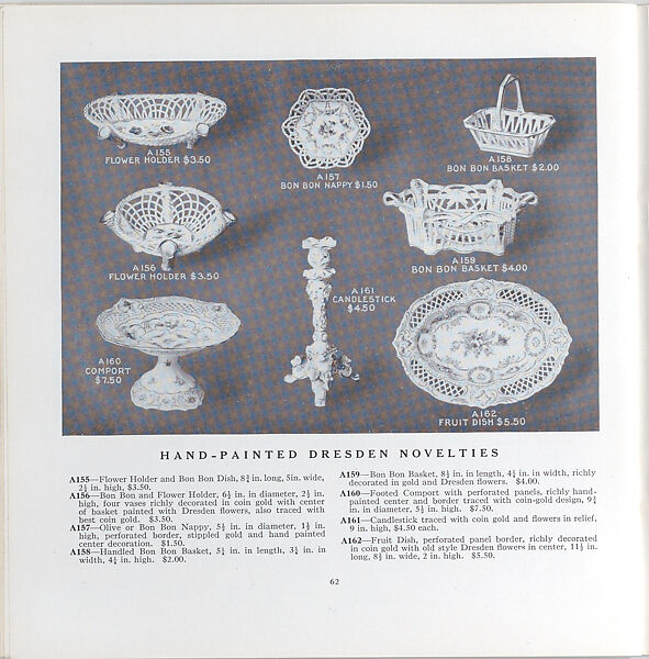 Illustrated price catalogue of fine china, crystal, artwares  and home furnishings, Higgins &amp; Seiter (New York, NY), Illustrations: photomechanical process