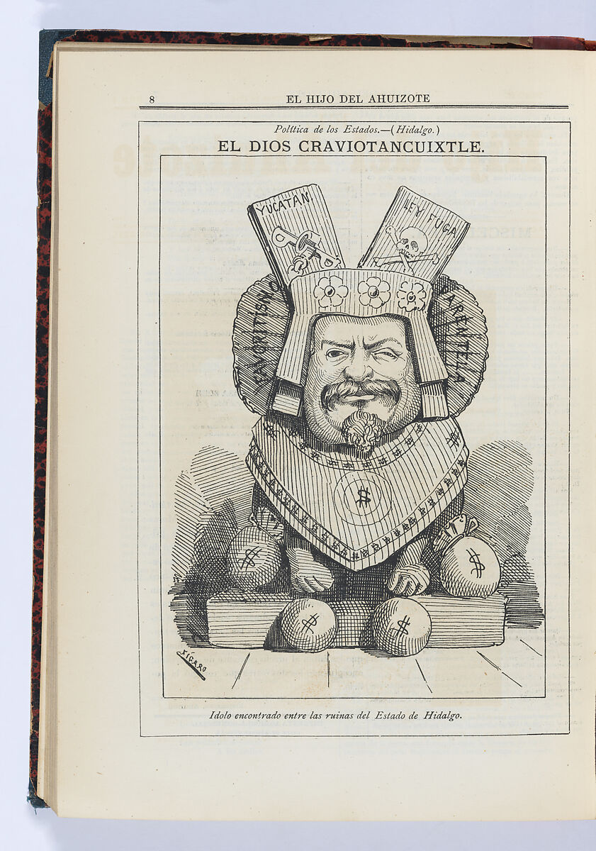 Two bound volumes of issues of the Mexican newspaper 'El Hijo del Ahuizote', Daniel Cabrera Rivera (Mexican, 1858–1914)