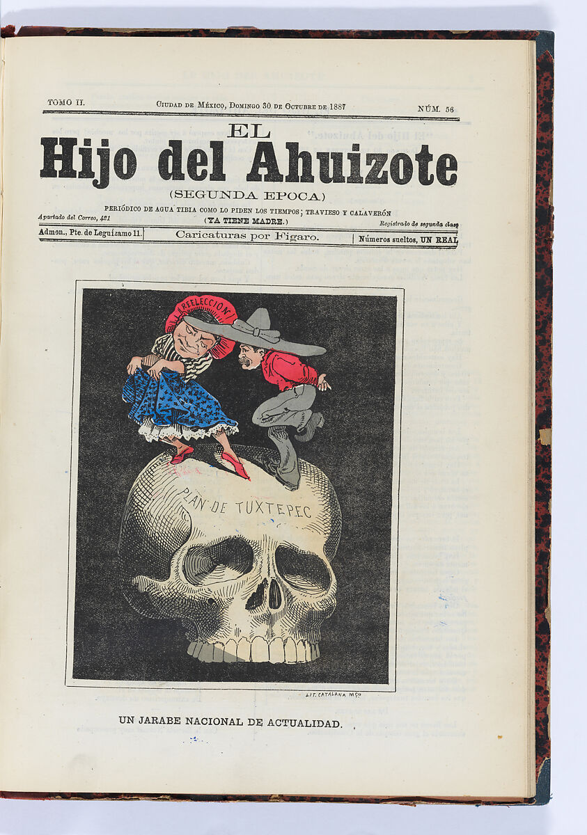 Two bound volumes of issues of the Mexican newspaper 'El Hijo del Ahuizote', Daniel Cabrera Rivera (Mexican, 1858–1914)