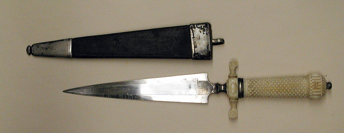 Dagger with Sheath, Steel, ivory, gold, leather, silver, German, Munich 