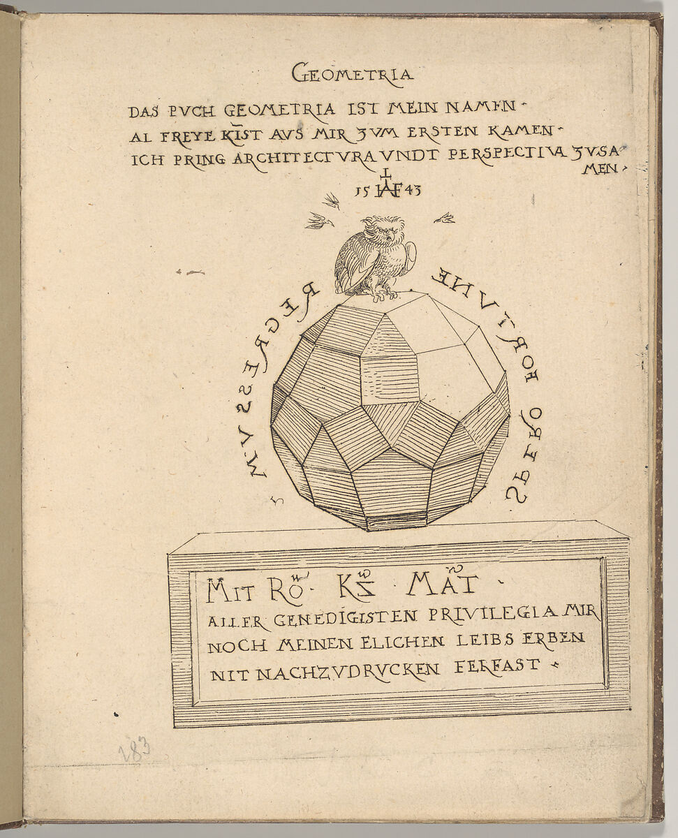 A True and Thorough Instruction in Geometry (Ein aigentliche und grundtliche anweysung in die Geometria), Augustin Hirschvogel (German, Nuremberg 1503–1553 Vienna), Etching 