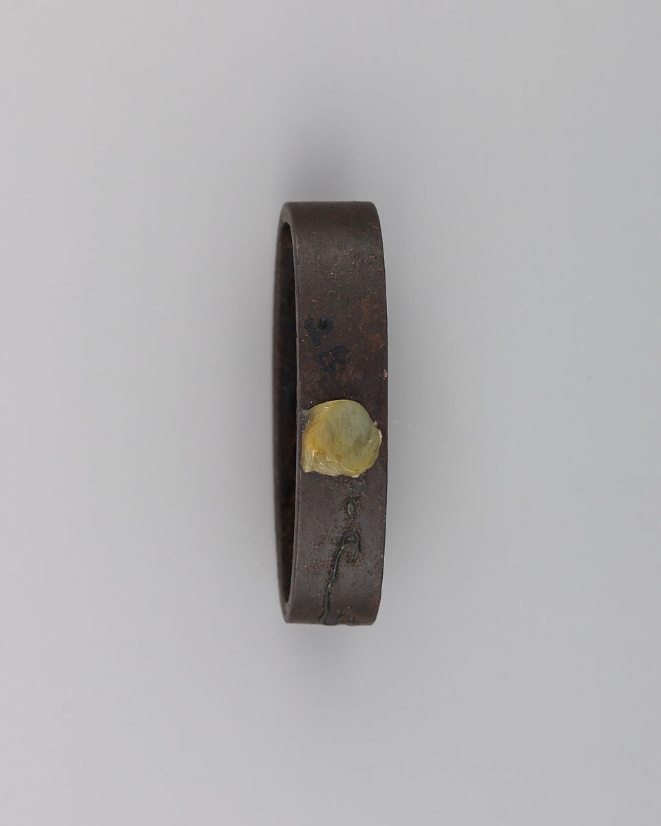 Sword-Hilt Collar (Fuchi), Iron, gold, copper-silver alloy (shibuichi), Japanese