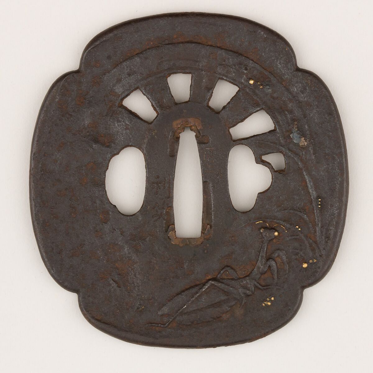 Sword Guard (Tsuba), Iron, gold, copper, Japanese 