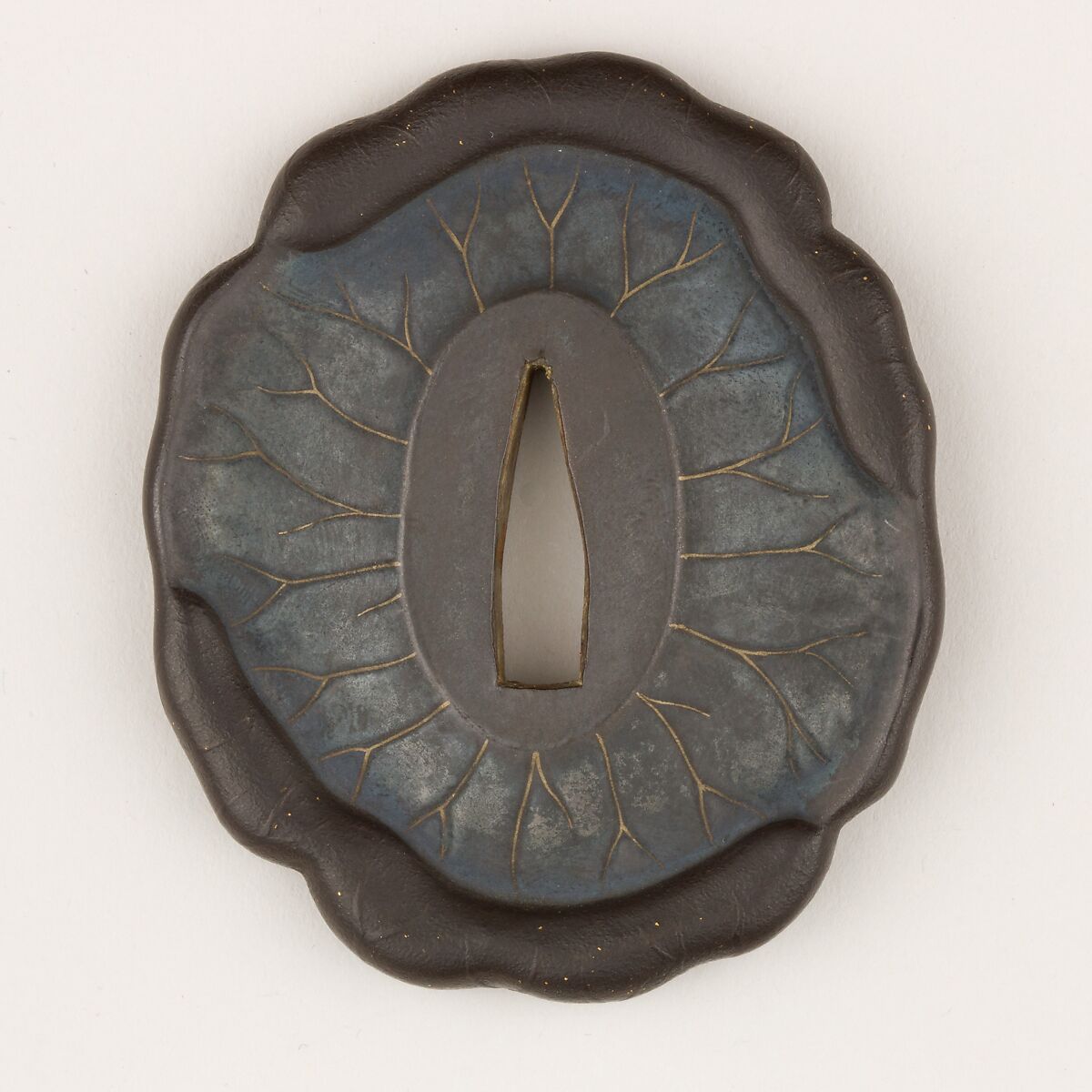 Sword Guard (Tsuba), Lacquer, leather, Japanese 