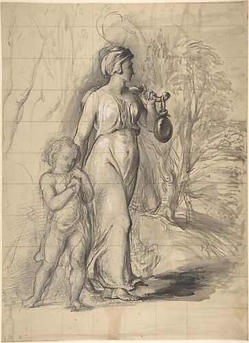 Hagar and Ishmael in the Wilderness (recto); Two Portrait Studies of the Artist's Wife, and a Study of a Leg and Torso (verso)
