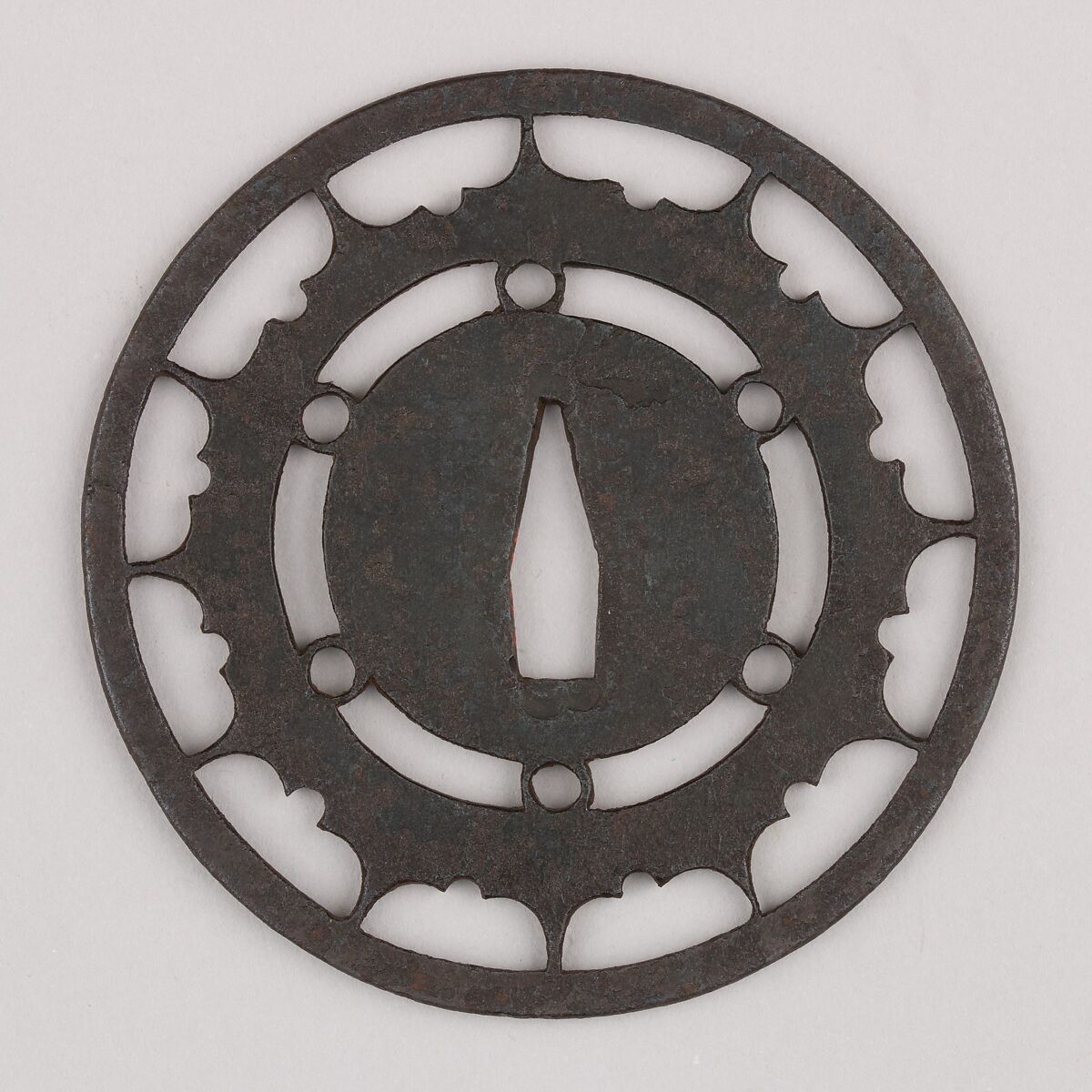 Sword Guard (Tsuba), Attributed to the Katchūshi school (Japanese), Iron, copper, Japanese 