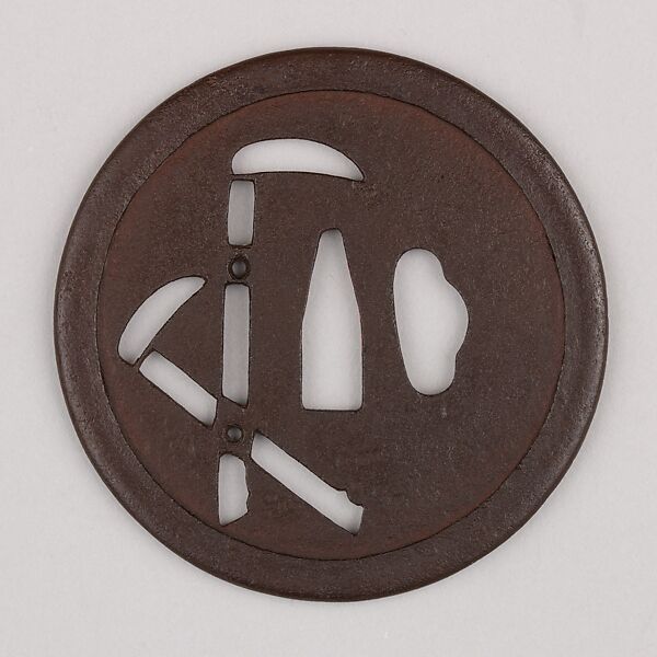 Sword Guard (Tsuba), Iron, copper, Japanese