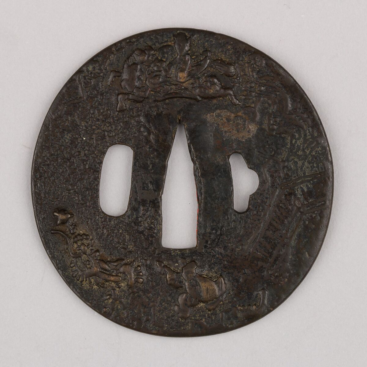 Sword Guard (Tsuba), Iron, copper alloy (yamagane), copper, Japanese 