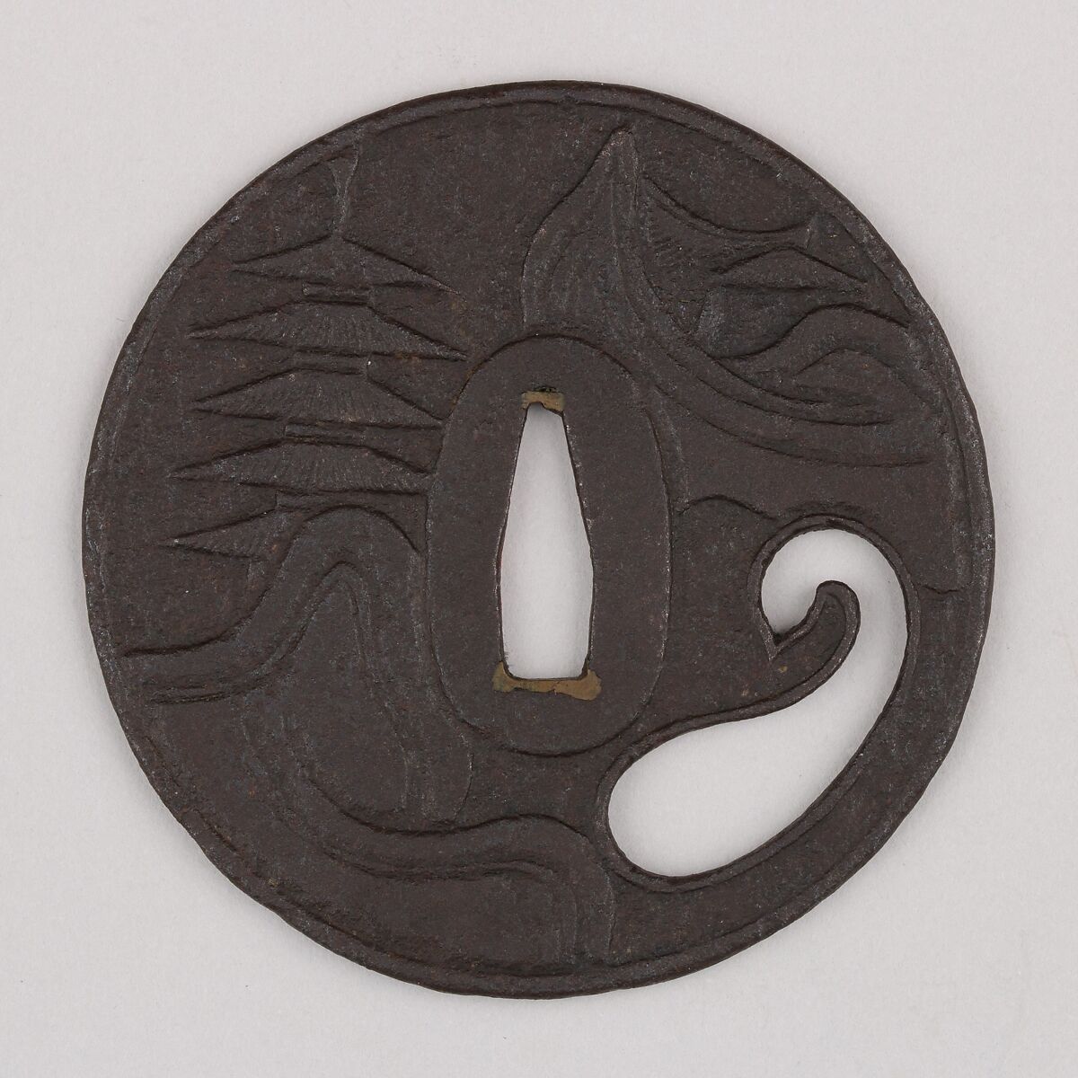 Sword Guard (Tsuba), Iron, copper, Japanese