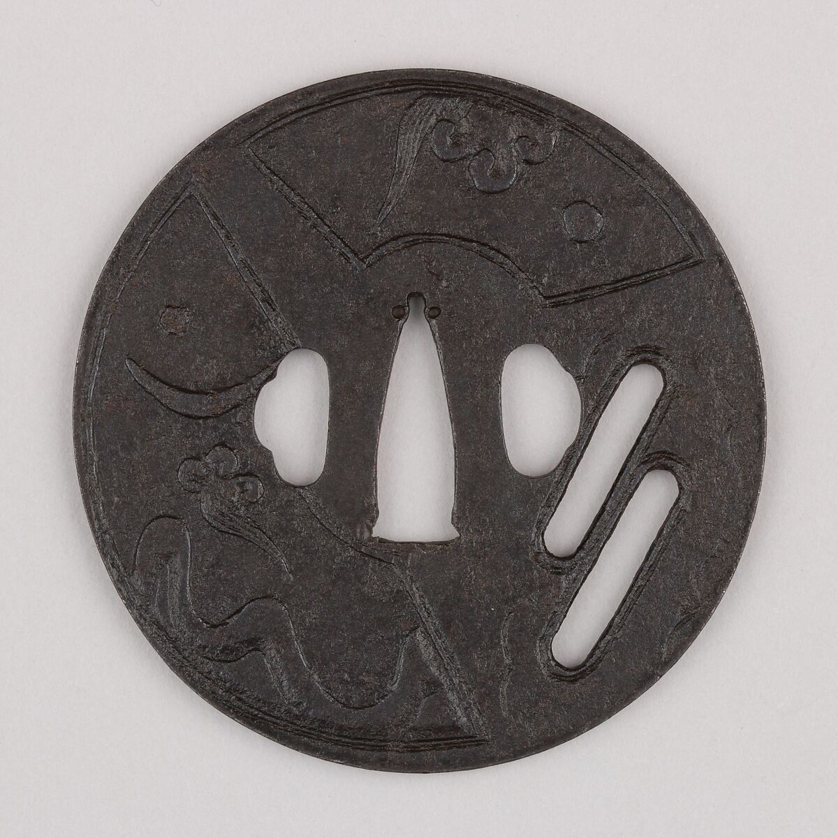 Sword Guard (Tsuba), Iron, copper, Japanese