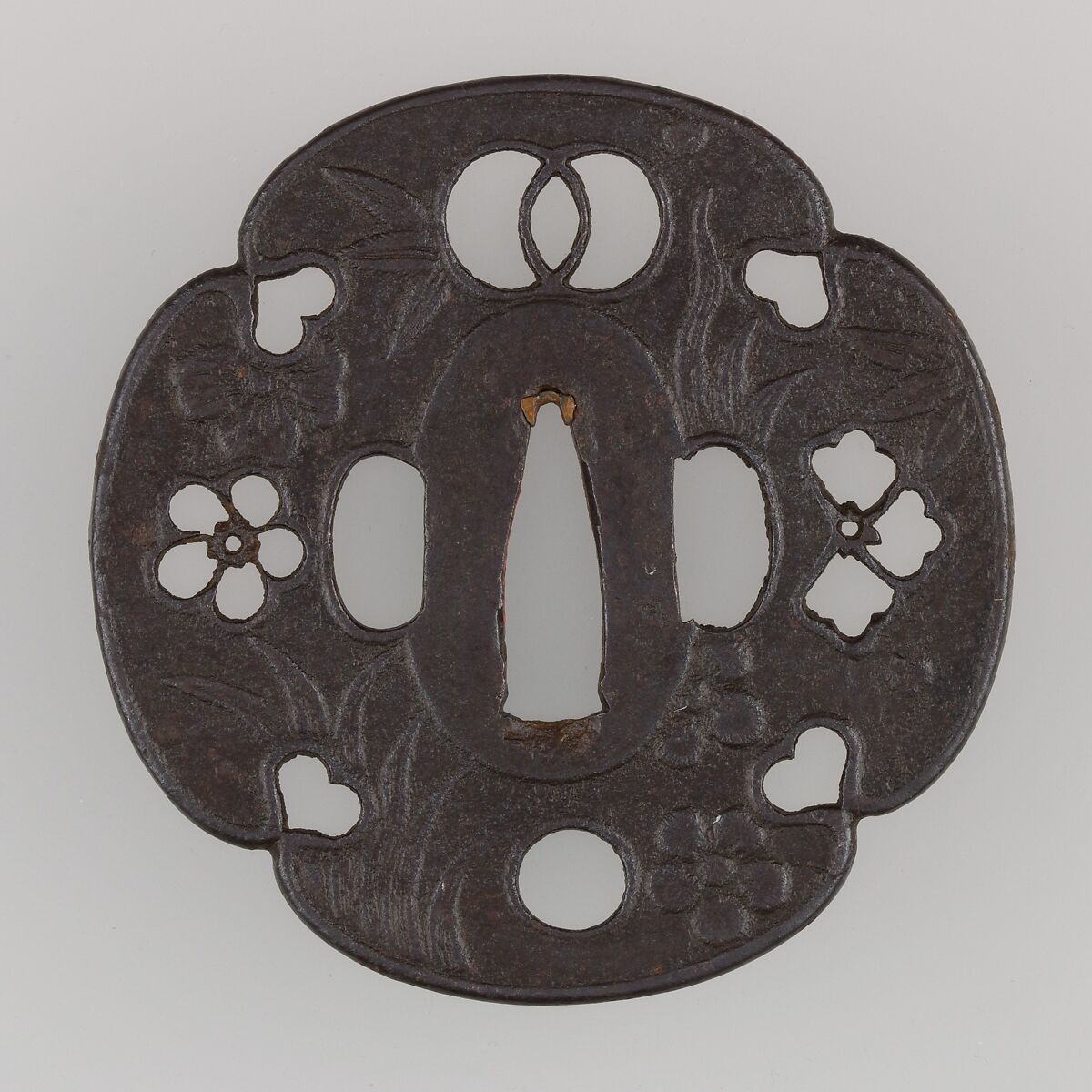 Sword Guard (Tsuba), Iron, copper, Japanese 