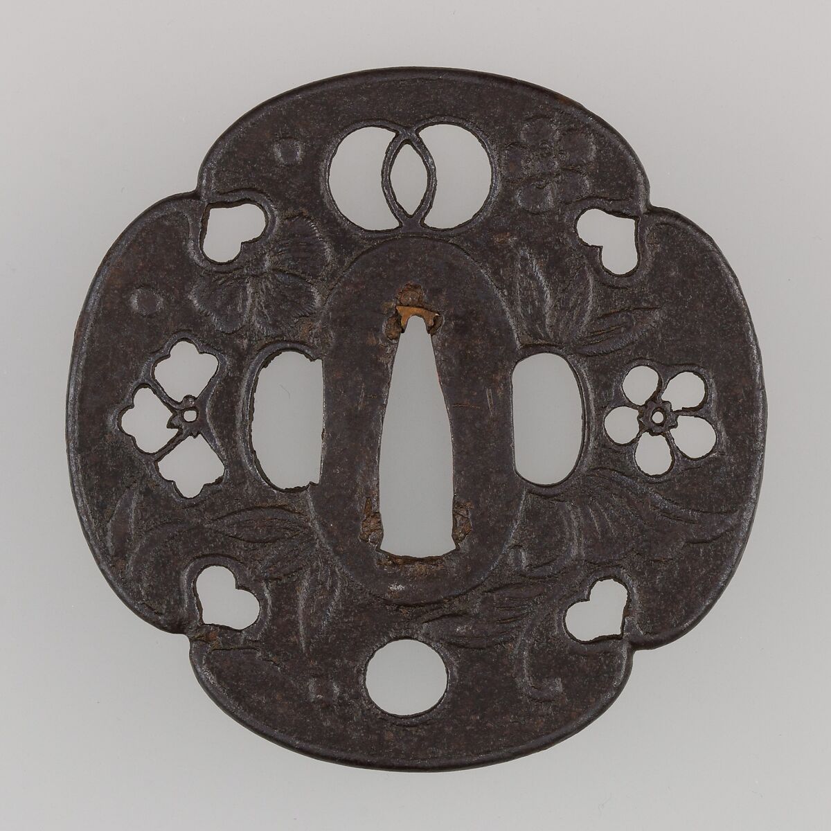 Sword Guard (Tsuba), Iron, copper, Japanese