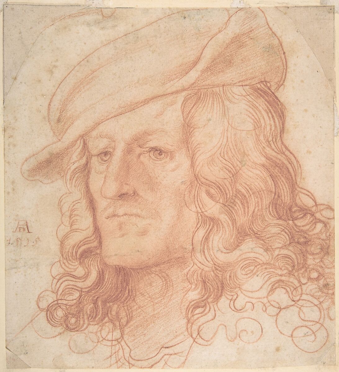 Portrait of a man, bust-length, wearing a hat, Hans Schäufelein  German, Red chalk