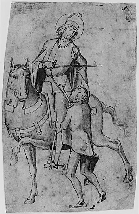 Saint Martin and the Beggar, Attributed to Vittore Carpaccio (Italian, Venice 1460/66?–1525/26 Venice), Pen and gray ink, brush and gray wash, over faint traces of black chalk
