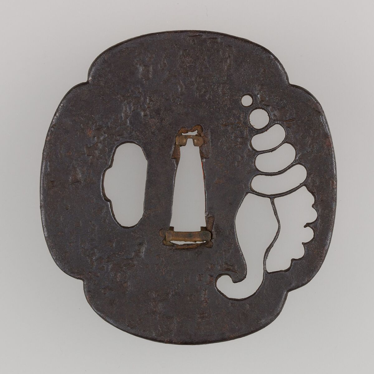 Sword Guard (Tsuba), Iron, copper, Japanese 