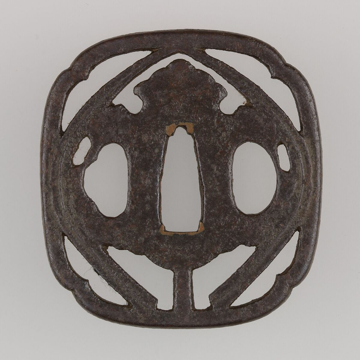 Sword Guard (Tsuba), Iron, copper, Japanese