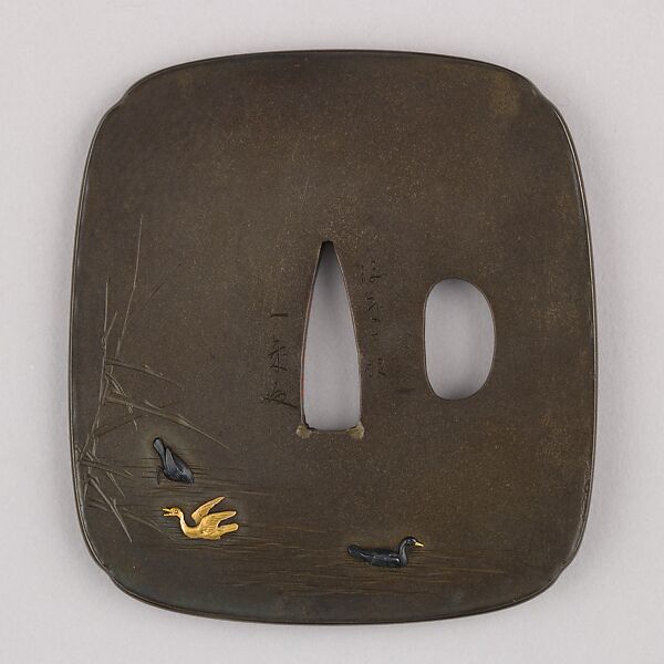 Sword Guard (Tsuba), Copper-gold alloy (shakudō), copper-silver alloy (shibuichi), gold, silver, copper, Japanese