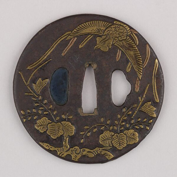 Sword Guard (Tsuba), Iron, brass, copper, Japanese 