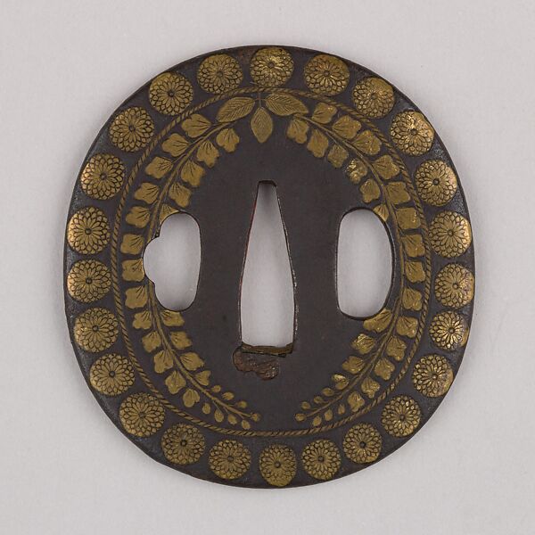 Sword Guard (Tsuba), Iron, brass, copper, Japanese