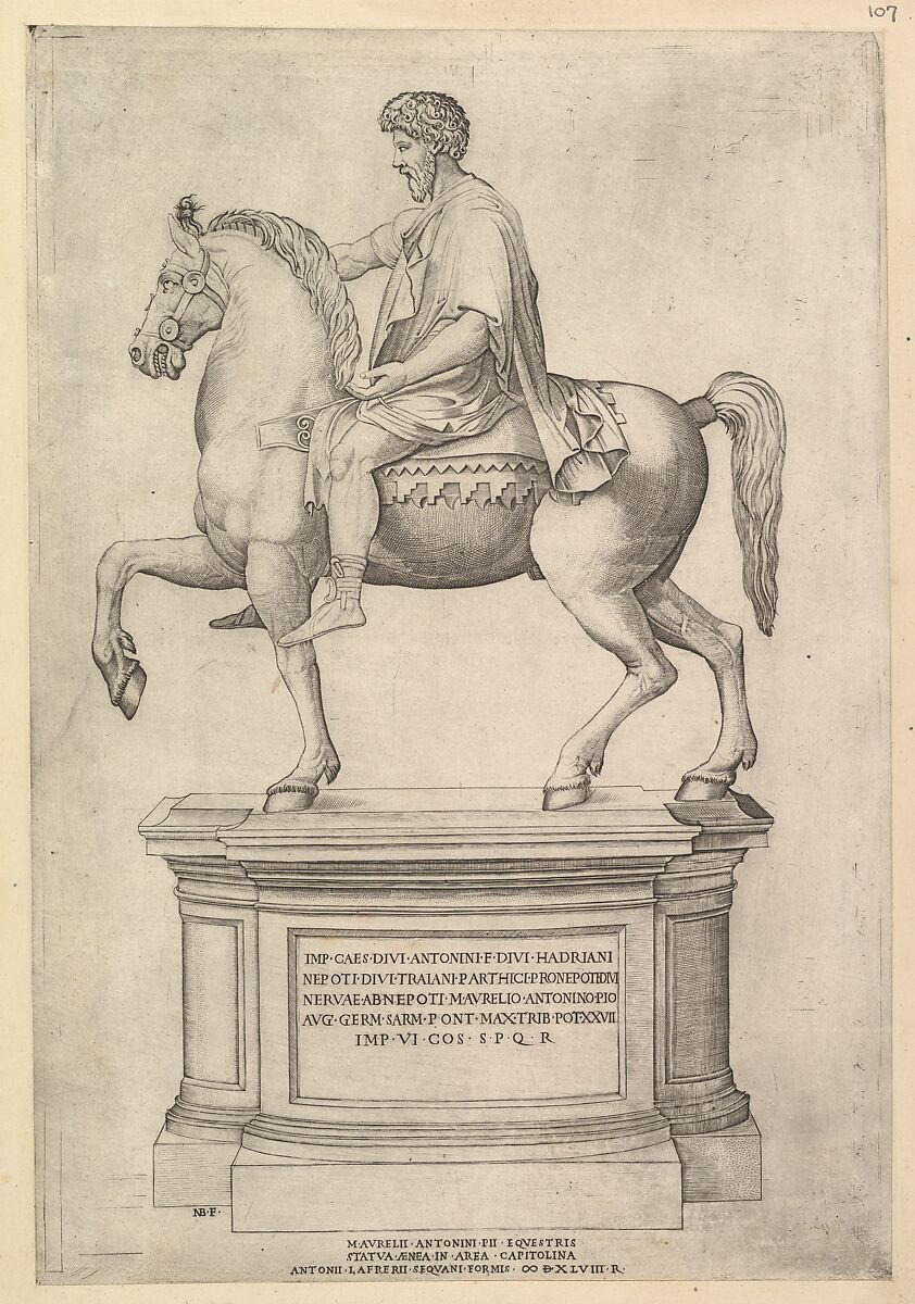 Marcus Aurelius, from "Speculum Romanae Magnificentiae", Nicolas Beatrizet (French, Lunéville 1515–ca. 1566 Rome (?)), Engraving 