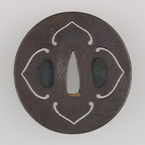 Sword Guard (Tsuba), Iron, copper-gold alloy (shakudō), copper, Japanese