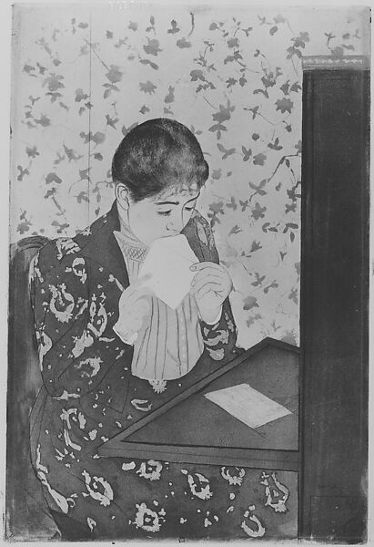 The Letter, Mary Cassatt (American, Pittsburgh, Pennsylvania 1844–1926 Le Mesnil-Théribus, Oise), Drypoint and aquatint, printed in color from three plates; fourth state of four