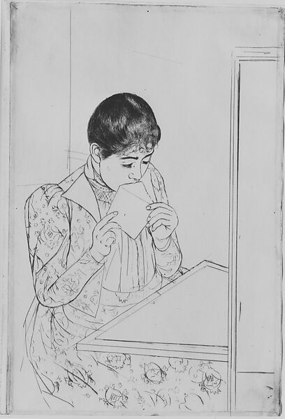 The Letter, Mary Cassatt (American, Pittsburgh, Pennsylvania 1844–1926 Le Mesnil-Théribus, Oise), Drypoint, printed in black ink from one plate; first state of four
