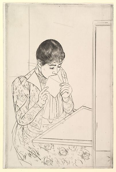 The Letter, Mary Cassatt (American, Pittsburgh, Pennsylvania 1844–1926 Le Mesnil-Théribus, Oise), Drypoint, printed in black ink from one plate; first state of four 