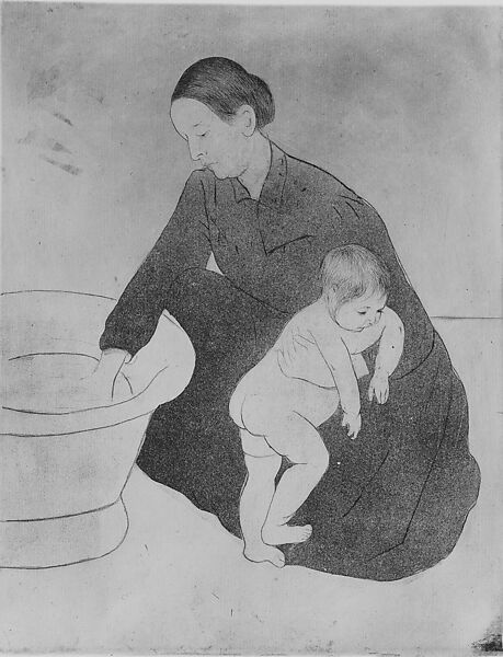 The Bath, Mary Cassatt (American, Pittsburgh, Pennsylvania 1844–1926 Le Mesnil-Théribus, Oise), Drypoint, soft-ground etching and aquatint, printed in black ink from one plate; fifth state of seventeen (Mathews & Shapiro)