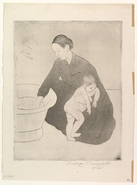 The Bath, Mary Cassatt (American, Pittsburgh, Pennsylvania 1844–1926 Le Mesnil-Théribus, Oise), Drypoint, soft-ground etching and aquatint, printed in black ink from one plate; fifth state of seventeen (Mathews & Shapiro) 