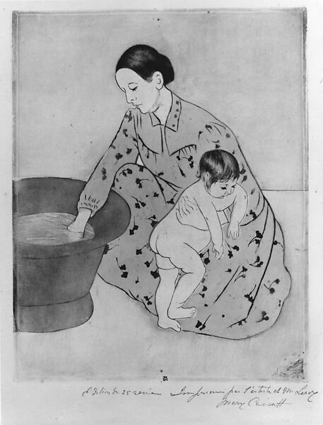 The Bath, Mary Cassatt (American, Pittsburgh, Pennsylvania 1844–1926 Le Mesnil-Théribus, Oise), Drypoint, soft-ground etching and aquatint, printed in color from two plates; seventeenth state of seventeen (Mathews & Shapiro)