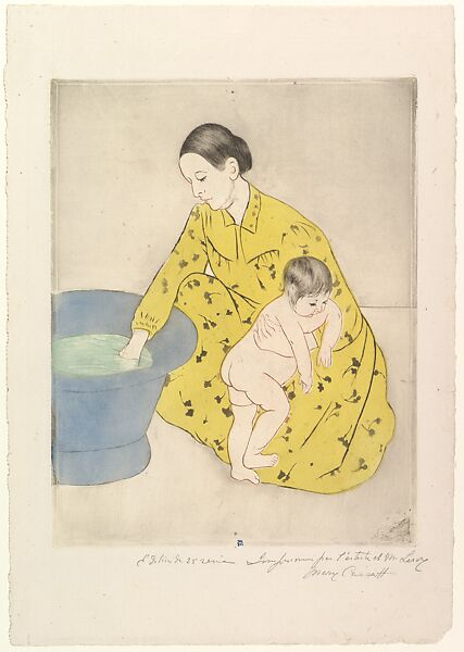 The Bath, Mary Cassatt (American, Pittsburgh, Pennsylvania 1844–1926 Le Mesnil-Théribus, Oise), Drypoint, soft-ground etching and aquatint, printed in color from two plates; seventeenth state of seventeen (Mathews & Shapiro) 