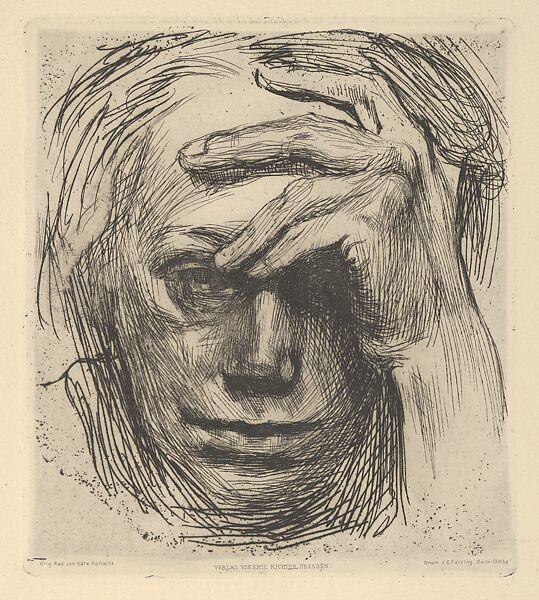 Käthe Kollwitz | Self-Portrait with Hand on the Forehead ...