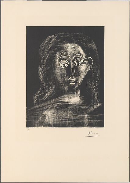Jacqueline with Soft Hair, Pablo Picasso (Spanish, Malaga 1881–1973 Mougins, France), Linocut 