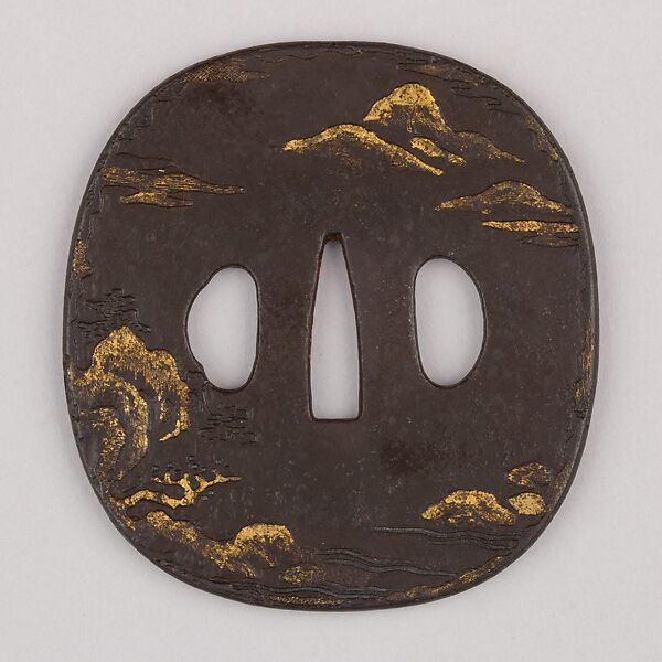 Sword Guard (Tsuba), Iron, gold, silver, copper-silver alloy (shibuichi), copper, Japanese