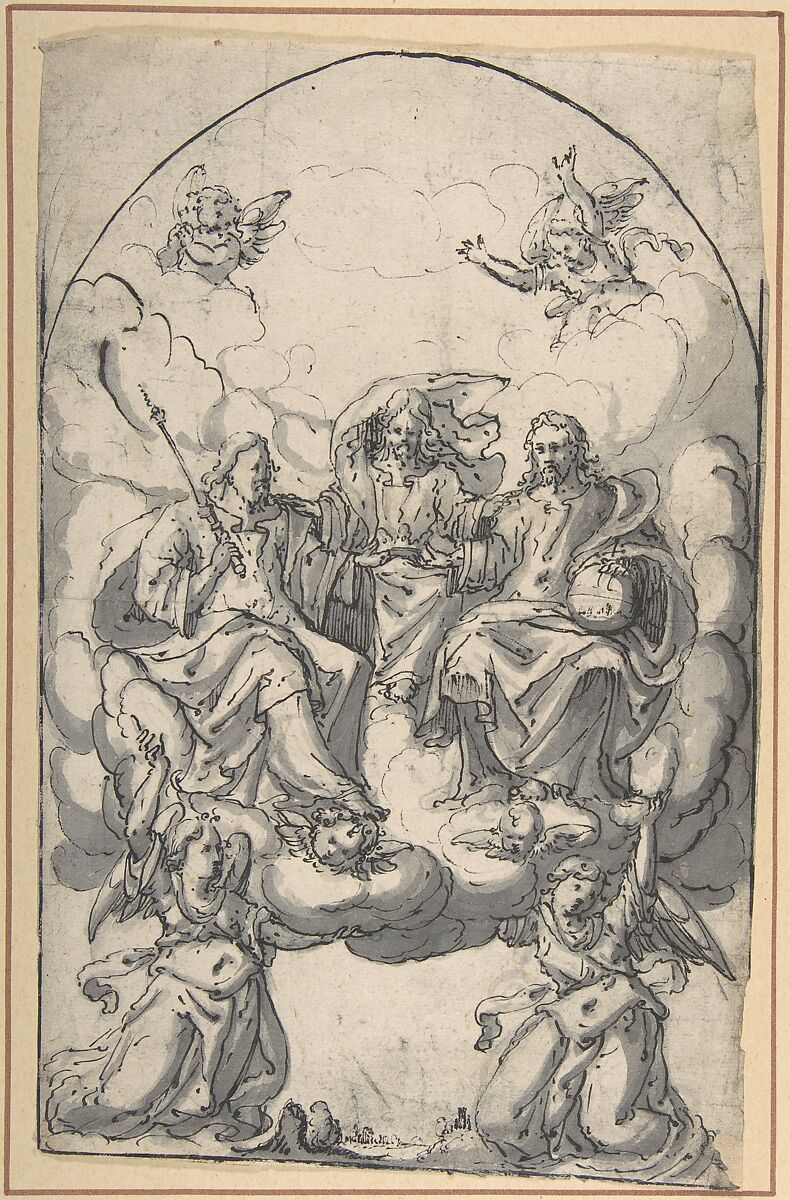 The Holy Trinity, Anonymous, German, 16th century, Pen and black ink and gray wash 