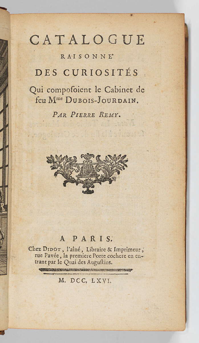 Catalogue Raisonné des Curiosités qui composoient le Cabinet de feu Mme. Dubois-Jourdain, About Mme. Dubois-Jourdain 's collection