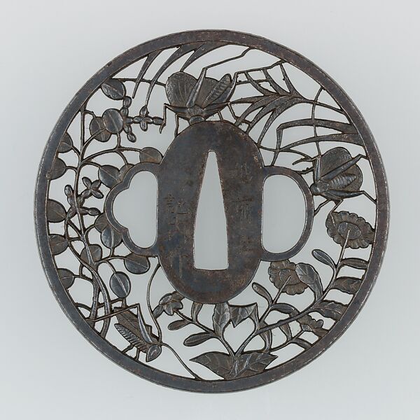 Sword Guard (Tsuba), Iron, copper, Japanese