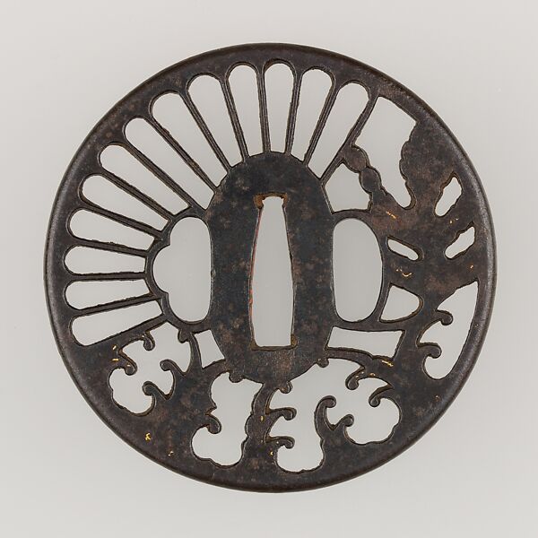 Sword Guard (Tsuba), Iron, gold, copper, Japanese
