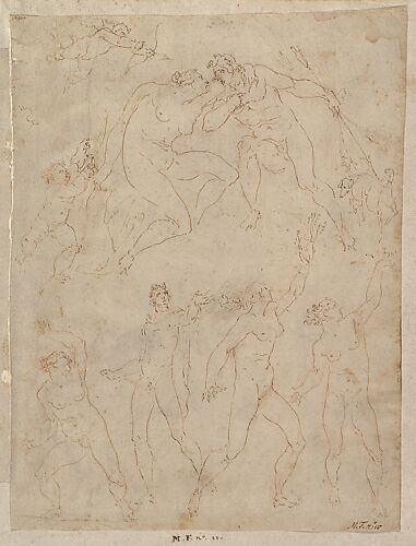 Studies for Apollo and Daphne, Zeus and Juno, Orpheus and Eurydice and other figures (recto and verso)