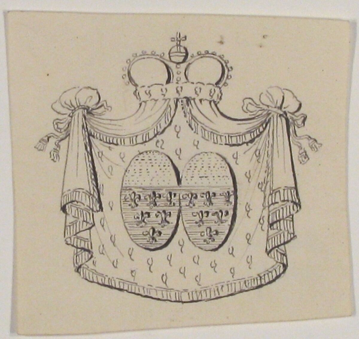Design for a Coat of Arms, Anonymous, French, 18th century, Pen and black ink