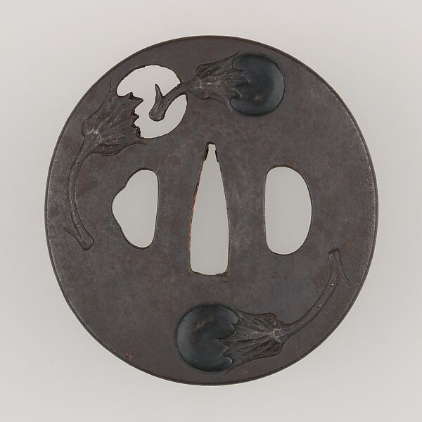 Sword Guard (Tsuba), Copper-gold alloy (shakudō), copper, Japanese