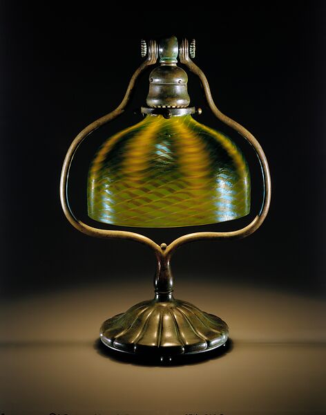 Electric Lamp, Designed by Louis C. Tiffany (American, New York 1848–1933 New York), Glass and bronze, American 