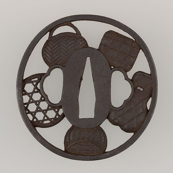 Sword Guard (Tsuba), Iron, copper, Japanese