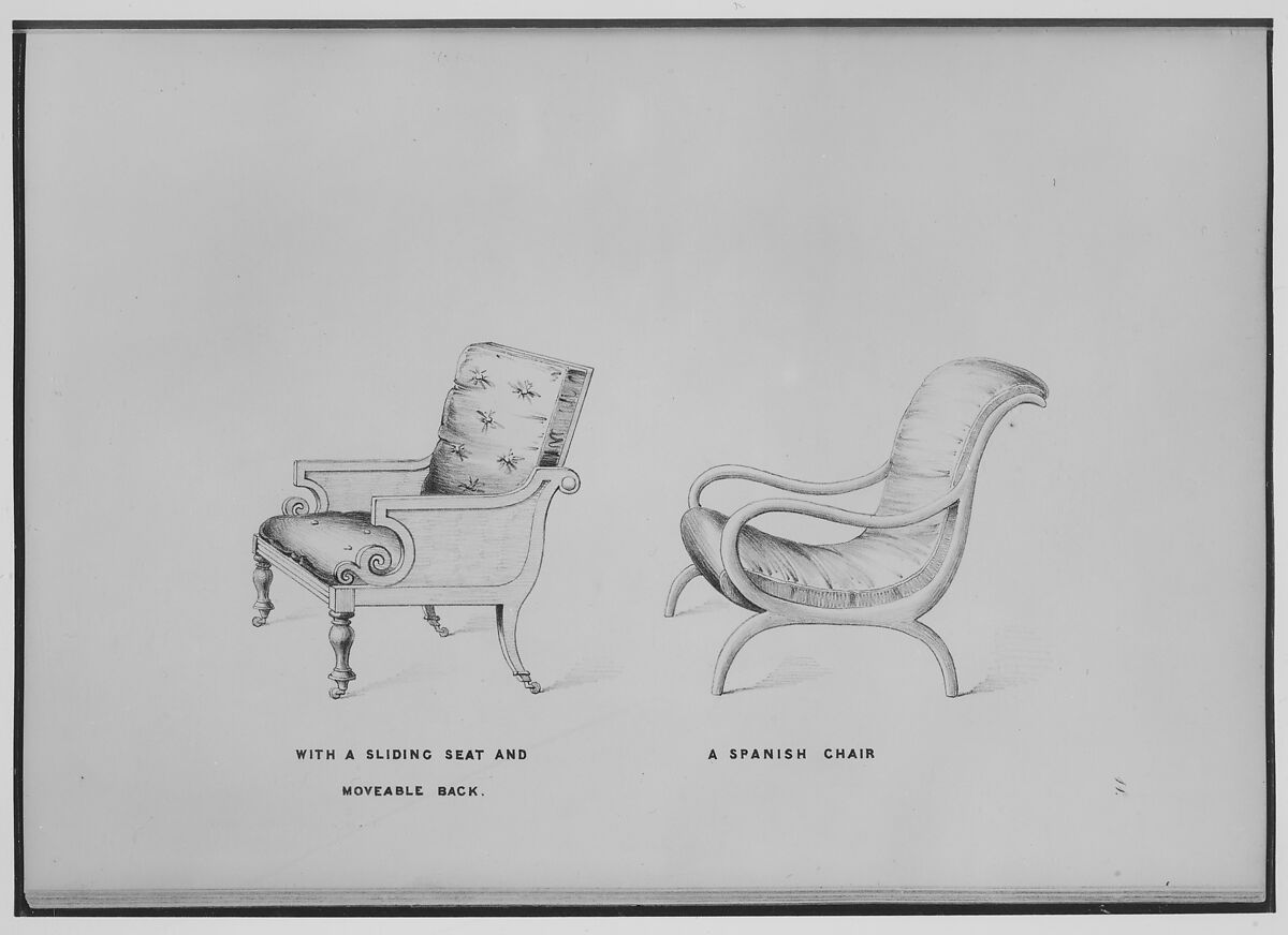 The Cabinet Maker's Sketch Book of Plain and Useful Designs, Thomas King (British, active 1820–50), Illustrations: lithographs