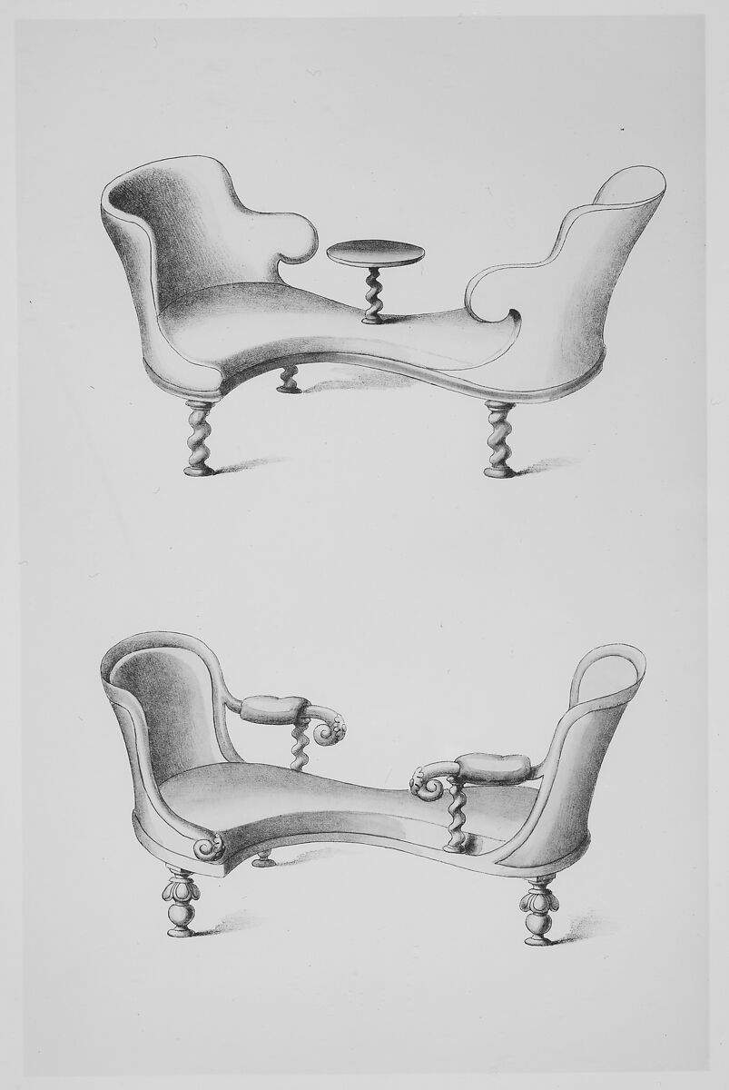 Specimens of Furniture in the Elizabethan & Louis Quatorze Styles. Adapted for Modern Imitation, Thomas King (British, active 1820–50), Illustrations: lithographs, some hand-colored